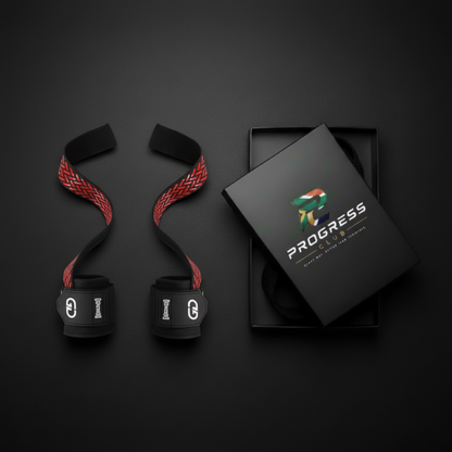 Progress Club Red Straps + Box - Flat Lay Reference